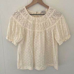 Madewell White Eyelet Embroidered Blouse